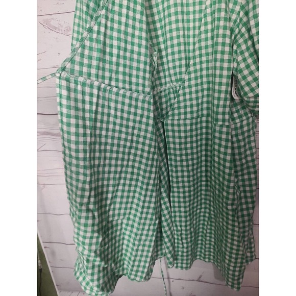 NWT Old Navy Green White Gingham Puff Sleeve Wrap Dress Womans Size 2XL Tall - Picture 3 of 7